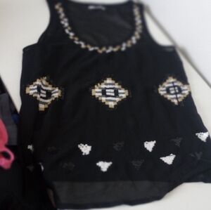 Black and White Geometric Tank Top